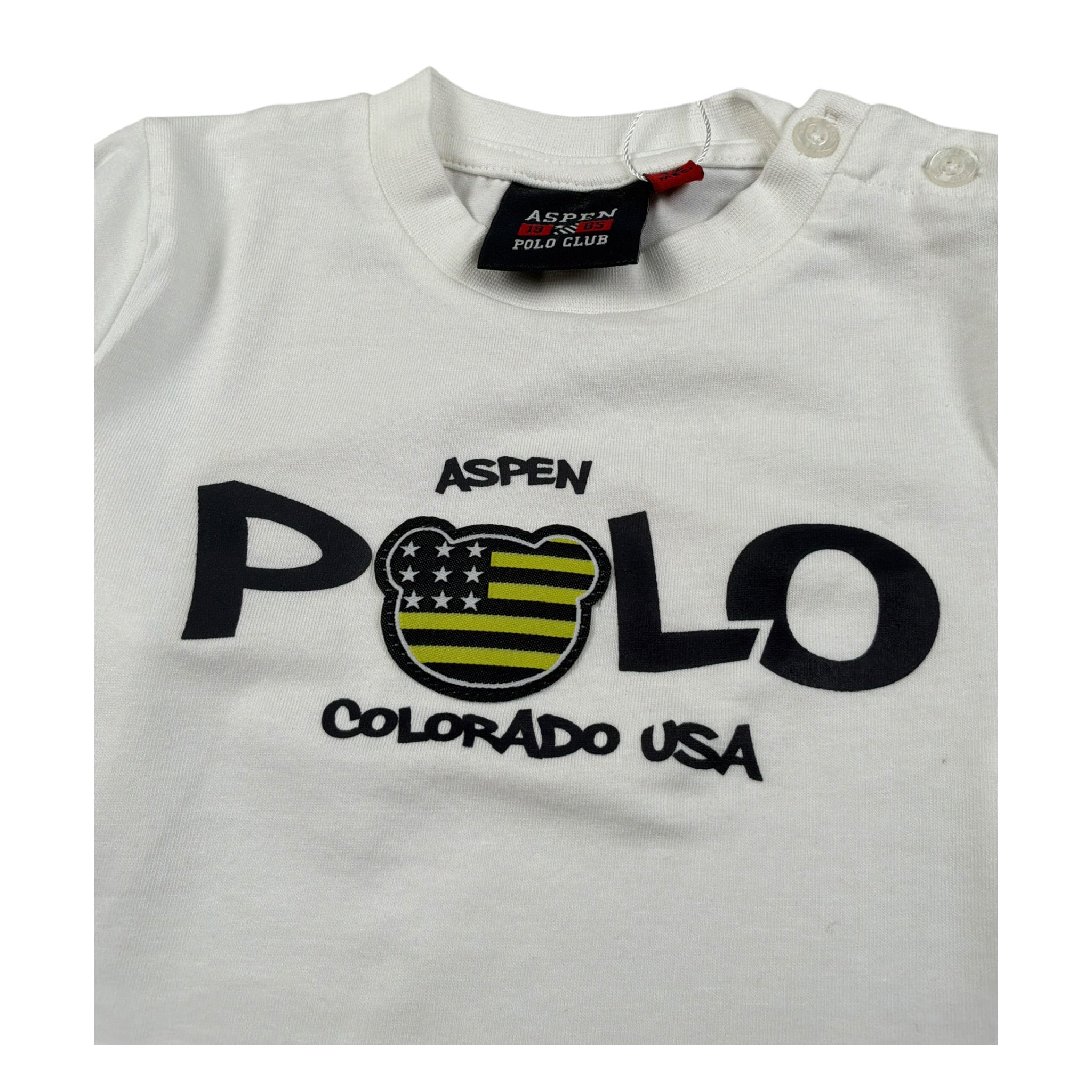 Aspen Polo Club Shirt Girocollo tinta unita con Logo Bianco per Neonato 1075M0440 BIANCO ASPEN POLO CLUB 