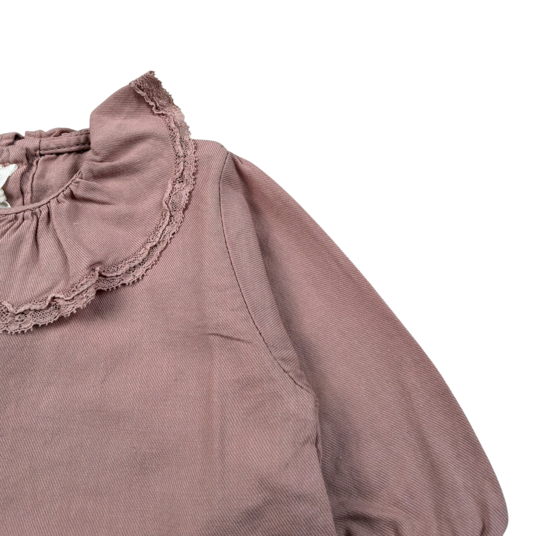 Babe & Tess Camicia tinta unita con Colletto Rosa per Neonata 03/548057 ROSA BABE & TESS 