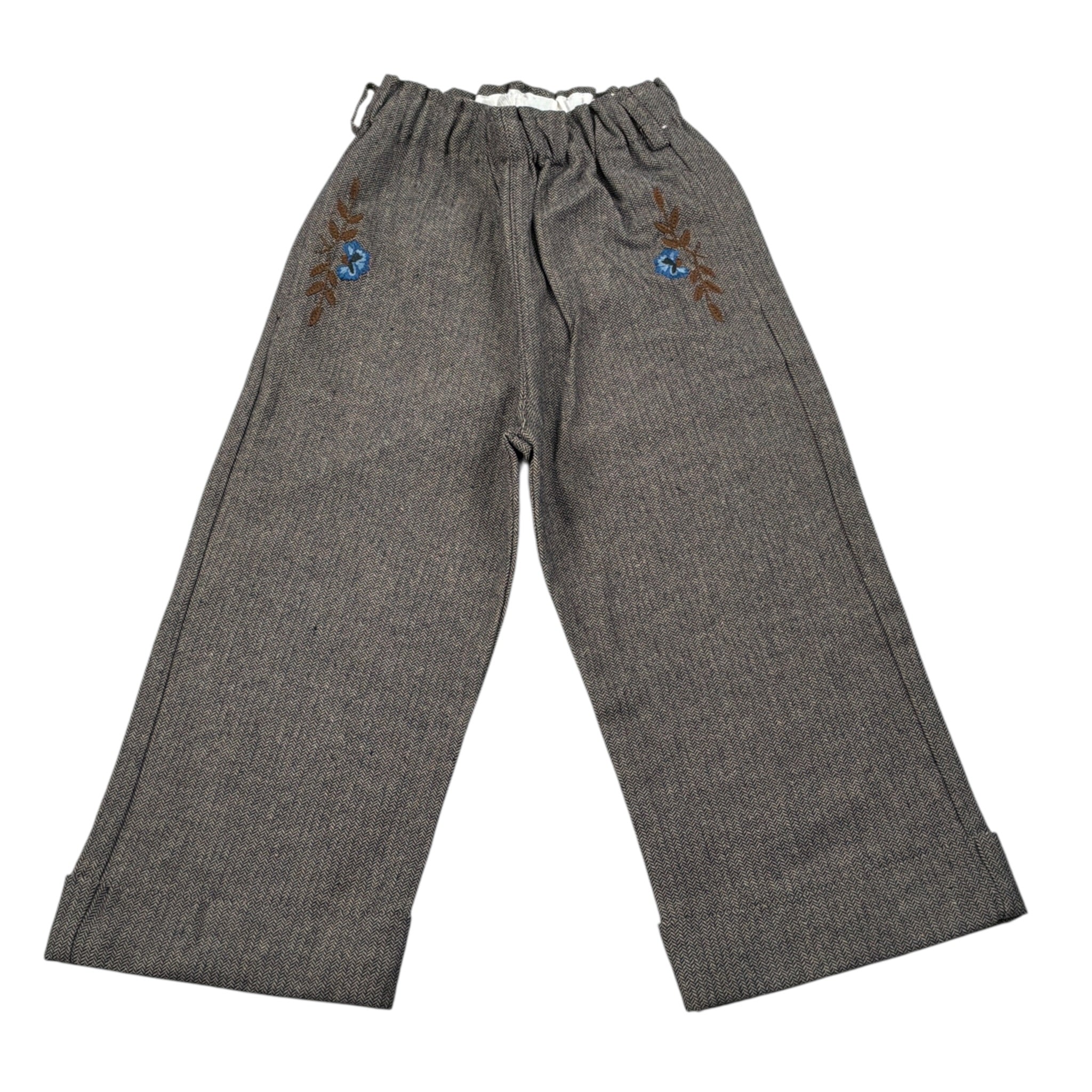 Babe & Tess Pantalone Modello Palazzo con Ricami Beige per Bambina 04/548034 BEIGE BABE & TESS 