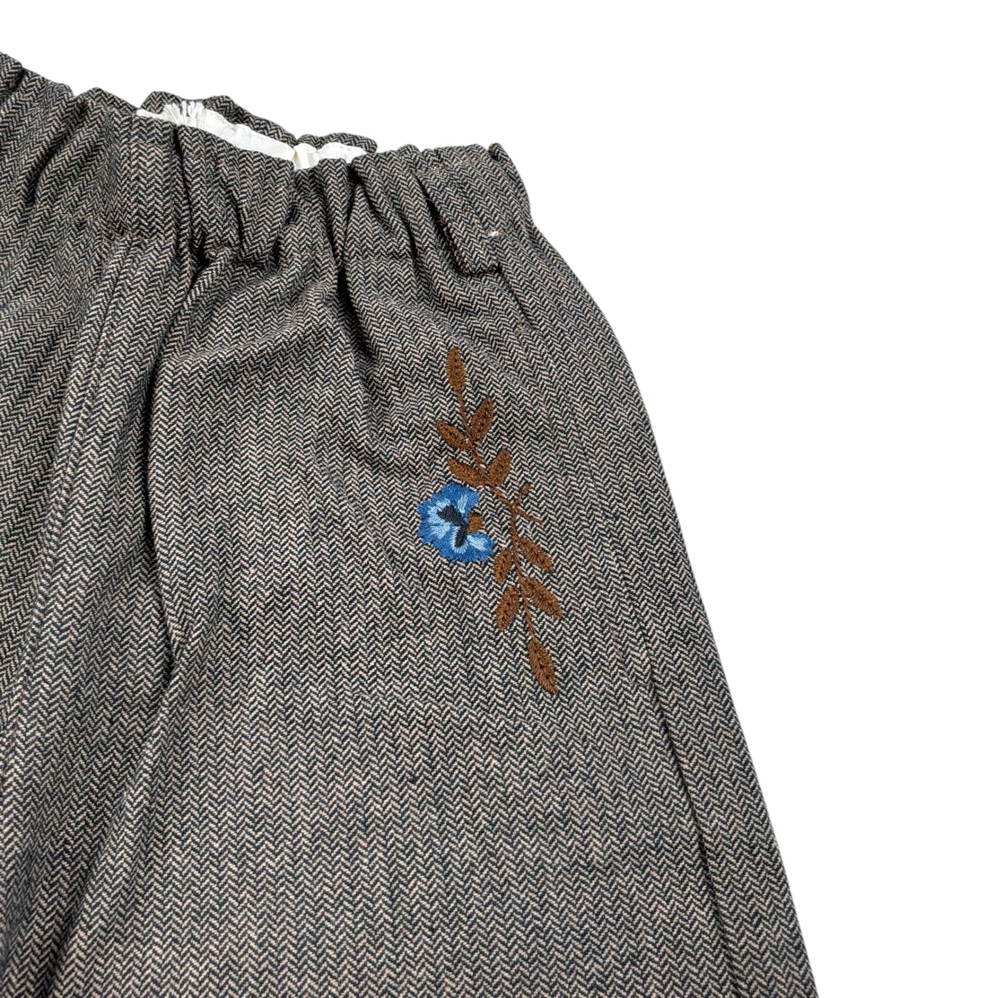 Babe & Tess Pantalone Modello Palazzo con Ricami Beige per Bambina 04/548034 BEIGE BABE & TESS 