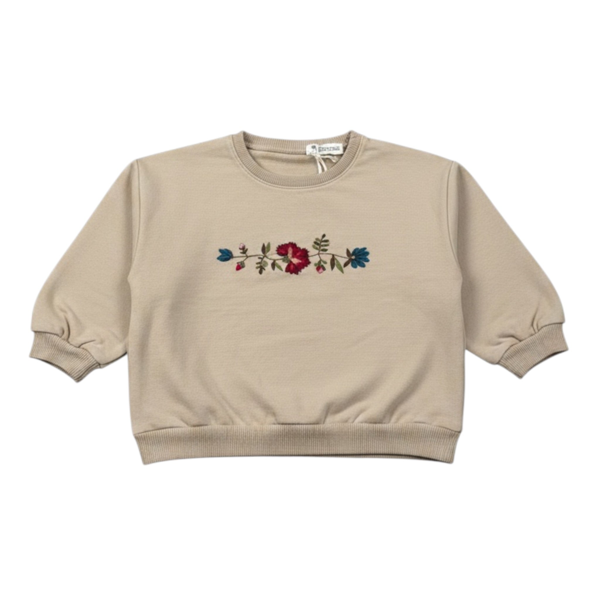 Babe & Tess Felpa Chiusa Girocollo tinta unita con Ricami Beige per Bambina 23/548110 BEIGE BABE & TESS 
