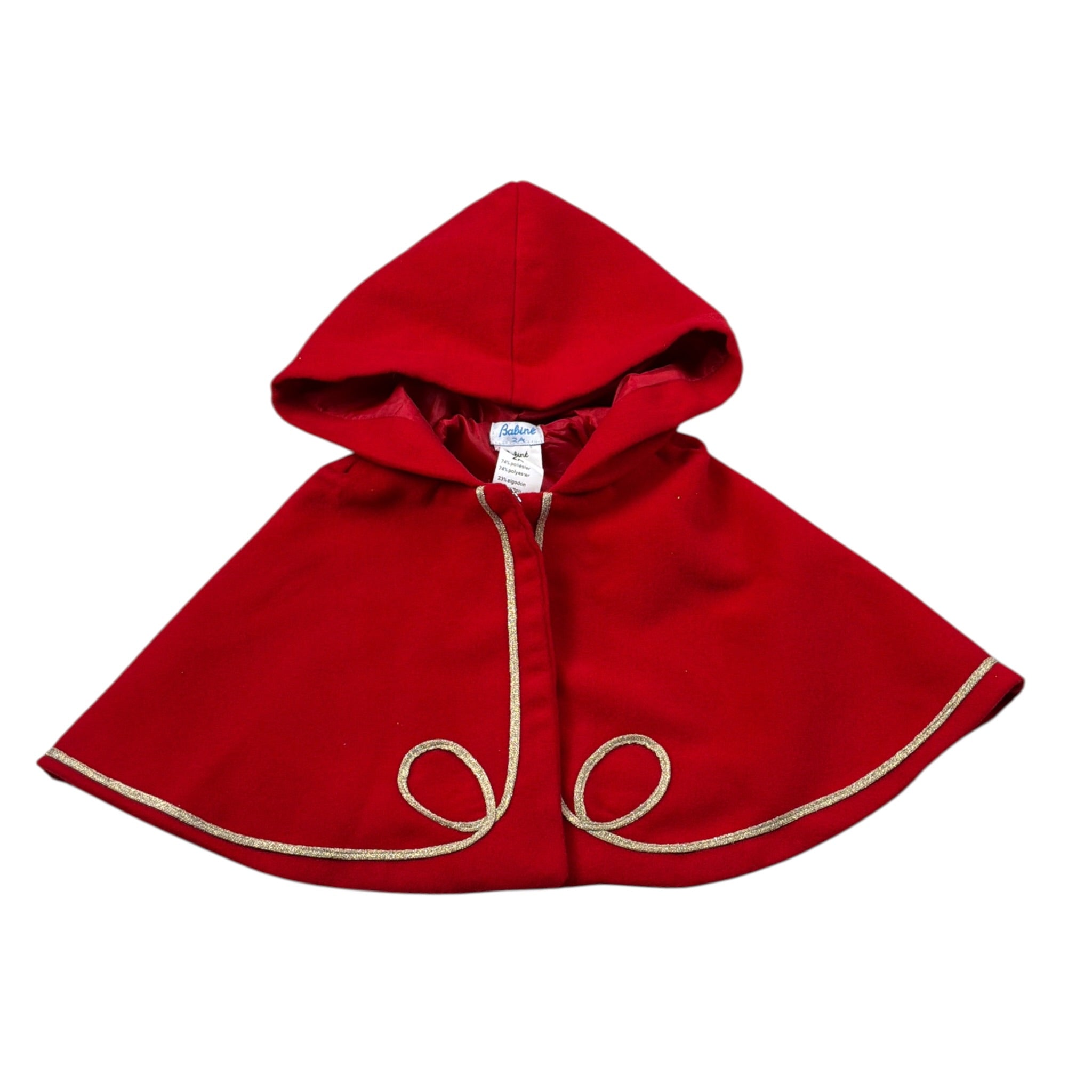 Babine' Mantella tinta unita con Cappuccio Rosso per Bambina 2612715J ROSSO BABINE' 