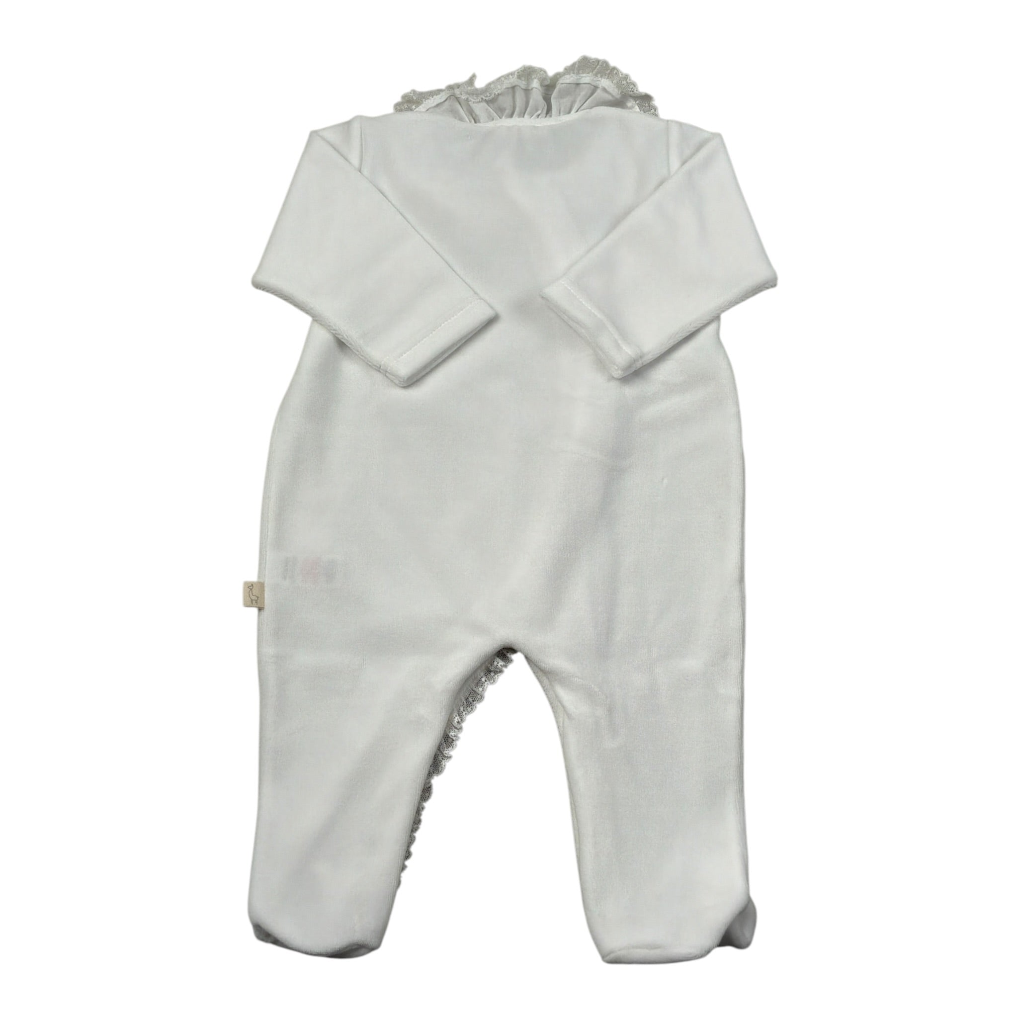 Baby Gi Tutina Manica Lunga tinta unita In Ciniglia Bianco per Neonata RND53 BIANCO BABY GI 