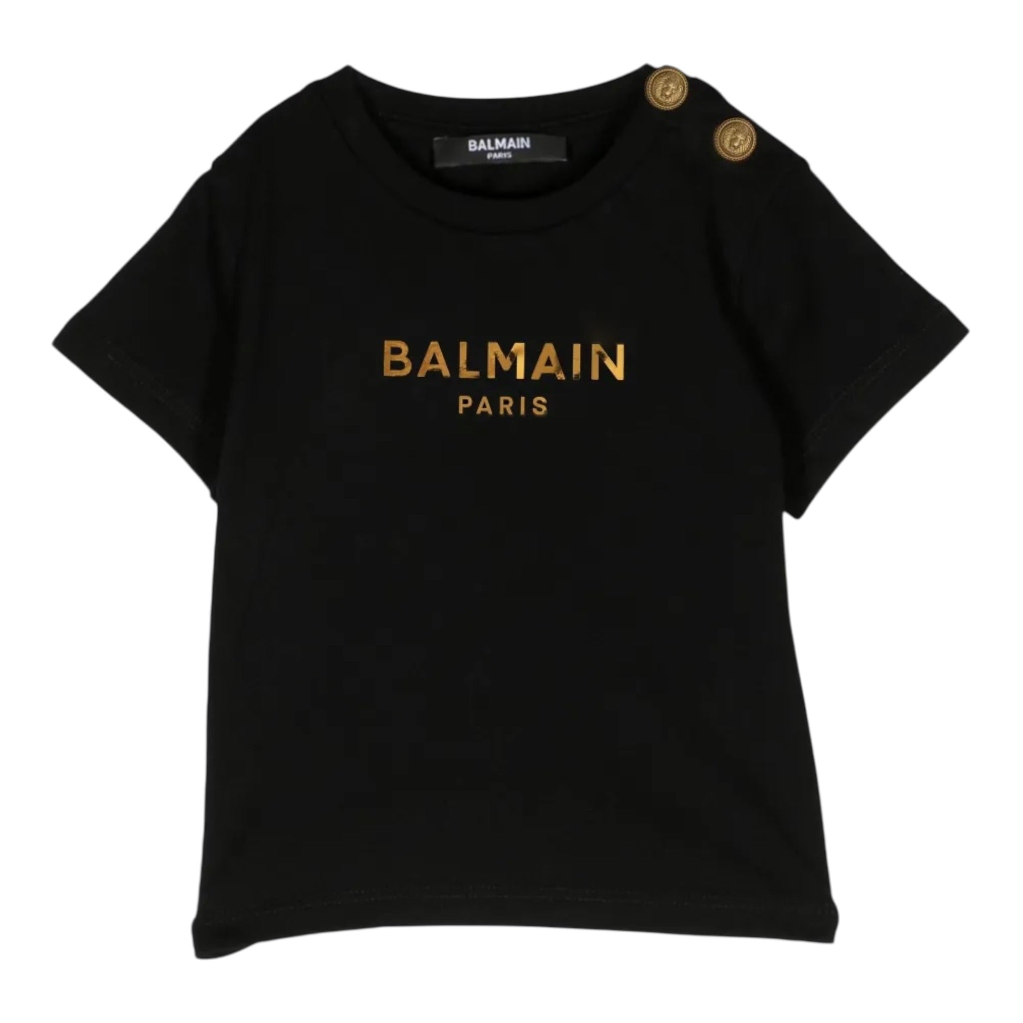 Balmain T-Shirt tinta unita con Logo Nero per Neonato BS8011 NERO BALMAIN 