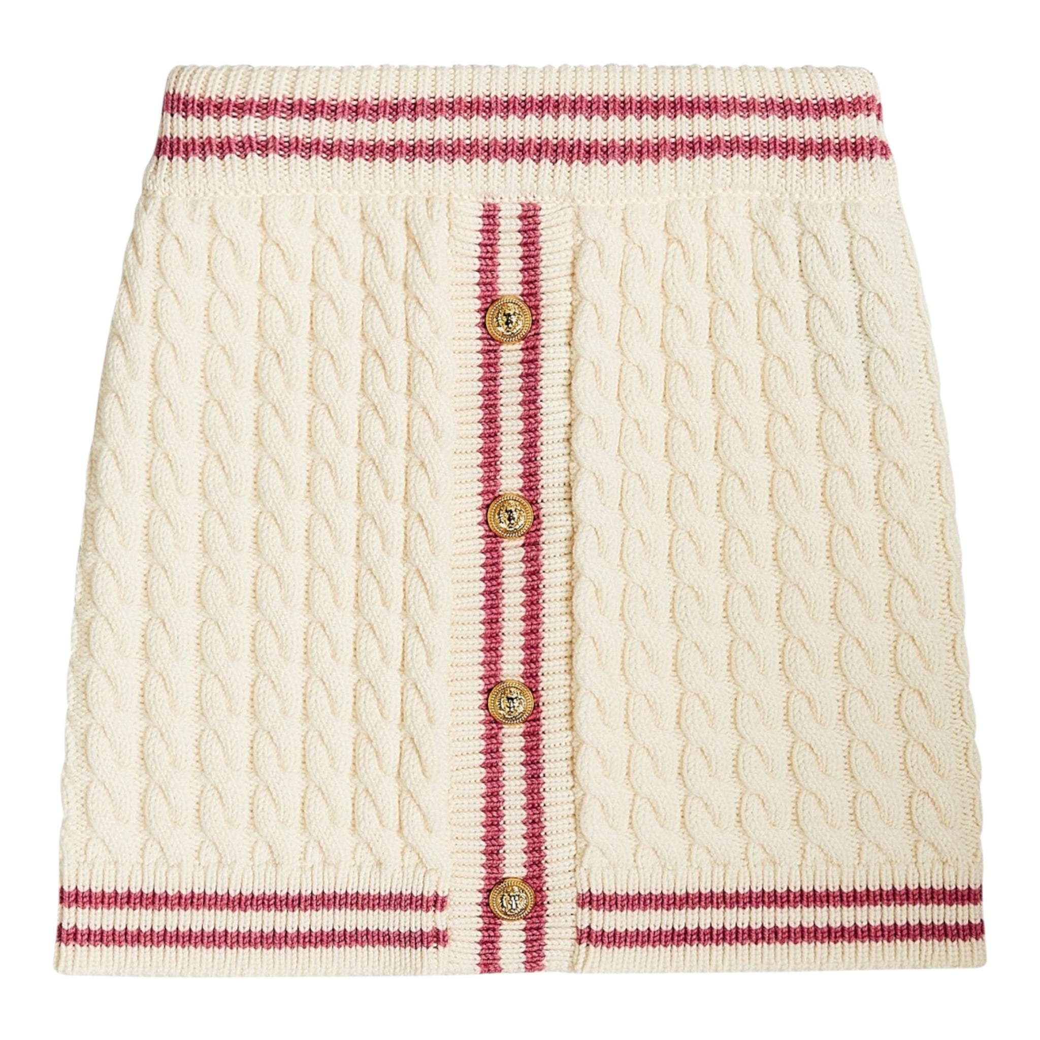 Balmain Gonna In Maglia tinta unita con Finti Bottoni Panna per Bambina BT7A31 PANNA BALMAIN 