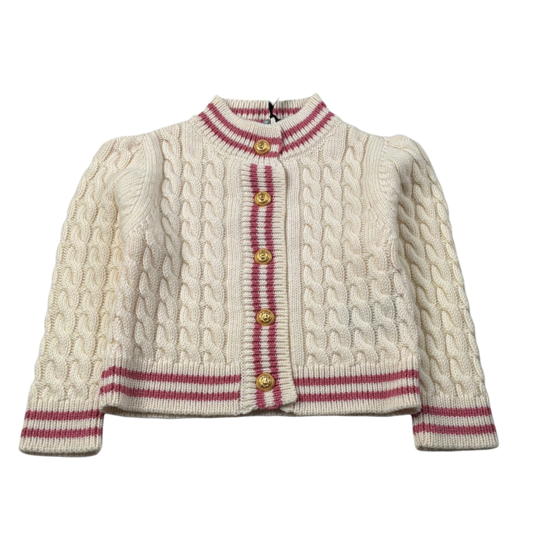 Balmain Cardigan tinta unita con Bottoni In Contrasto Panna per Bambina BT9A70 PANNA BALMAIN 
