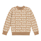 Balmain Maglia Girocollo tinta unita con Stampe Beige per Bambino BT9P20 BEIGE BALMAIN 