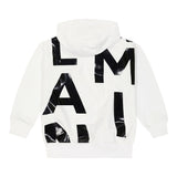 Balmain Felpa Chiusa con Cappuccio tinta unita con Logo Bianco per Bambino BU4P50 BIANCO BALMAIN 