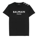 Balmain T-Shirt tinta unita con Logo Nero per Neonato BU8501 NERO BALMAIN 