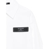 Balmain Camicia Manica Lunga tinta unita con Logo Bianco per Bambino BW5P20 BIANCO BALMAIN 
