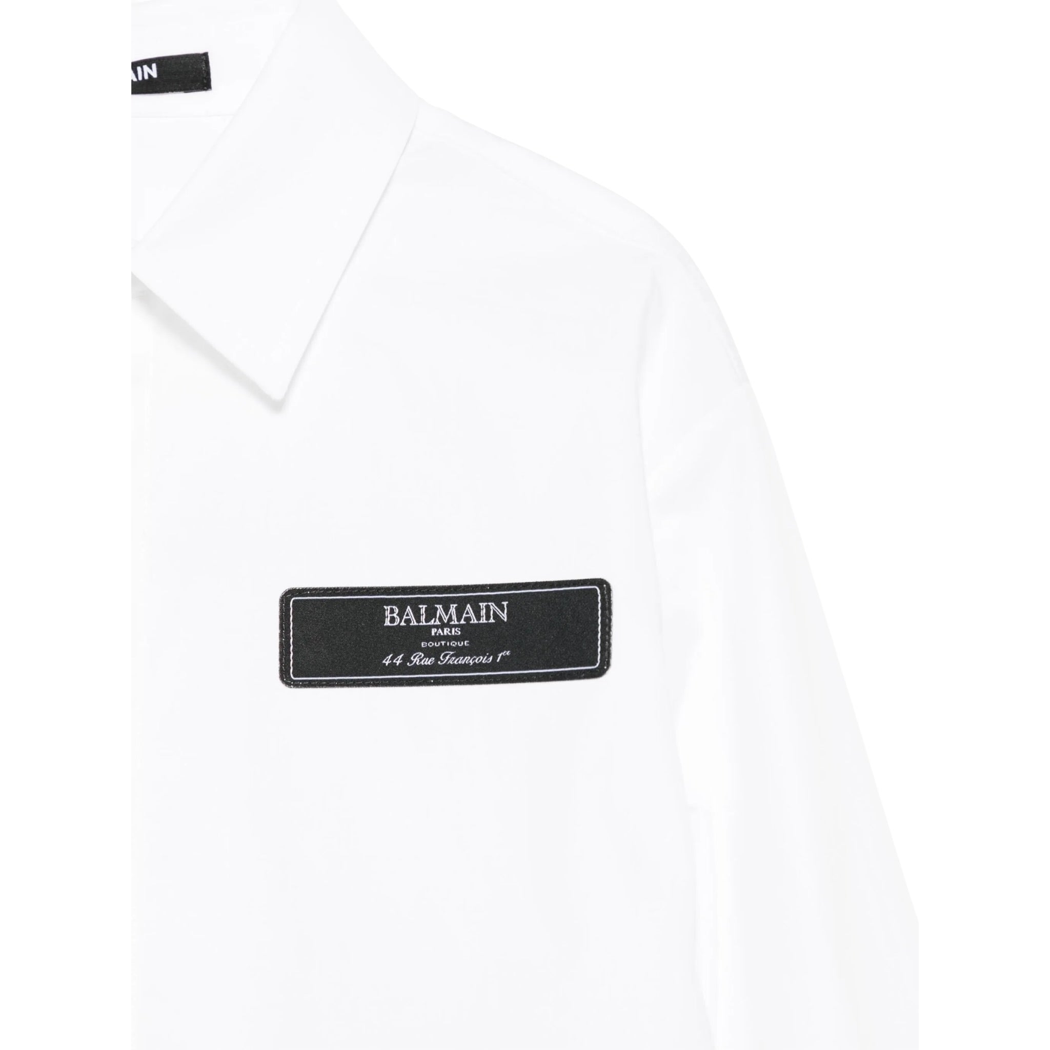 Balmain Camicia Manica Lunga tinta unita con Logo Bianco per Bambino BW5P20 BIANCO BALMAIN 