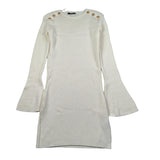 Balmain Abito Manica Lunga tinta unita con Bottoni Panna per Bambina BX1D30 PANNA BALMAIN 