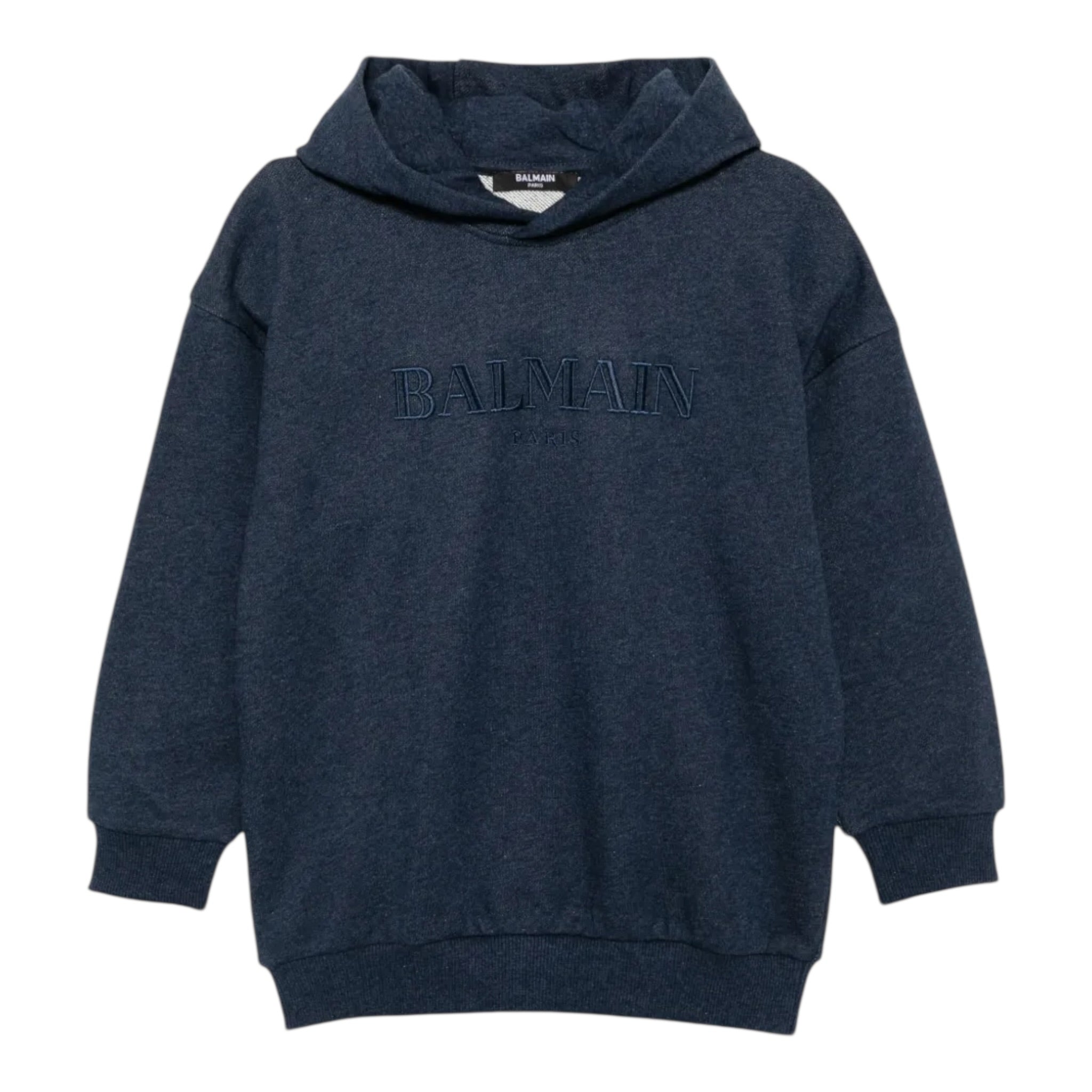 Balmain Felpa tinta unita con Cappuccio Blu per Bambino BX4Q90 BLU BALMAIN 