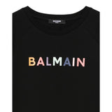 Balmain T-Shirt tinta unita con Stampa Nero per Bambino BX8R31 NERO BALMAIN 