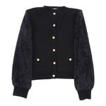 Balmain Cardigan tinta unita con Maniche Peluche Nero per Bambina BX9A70 NERO BALMAIN 