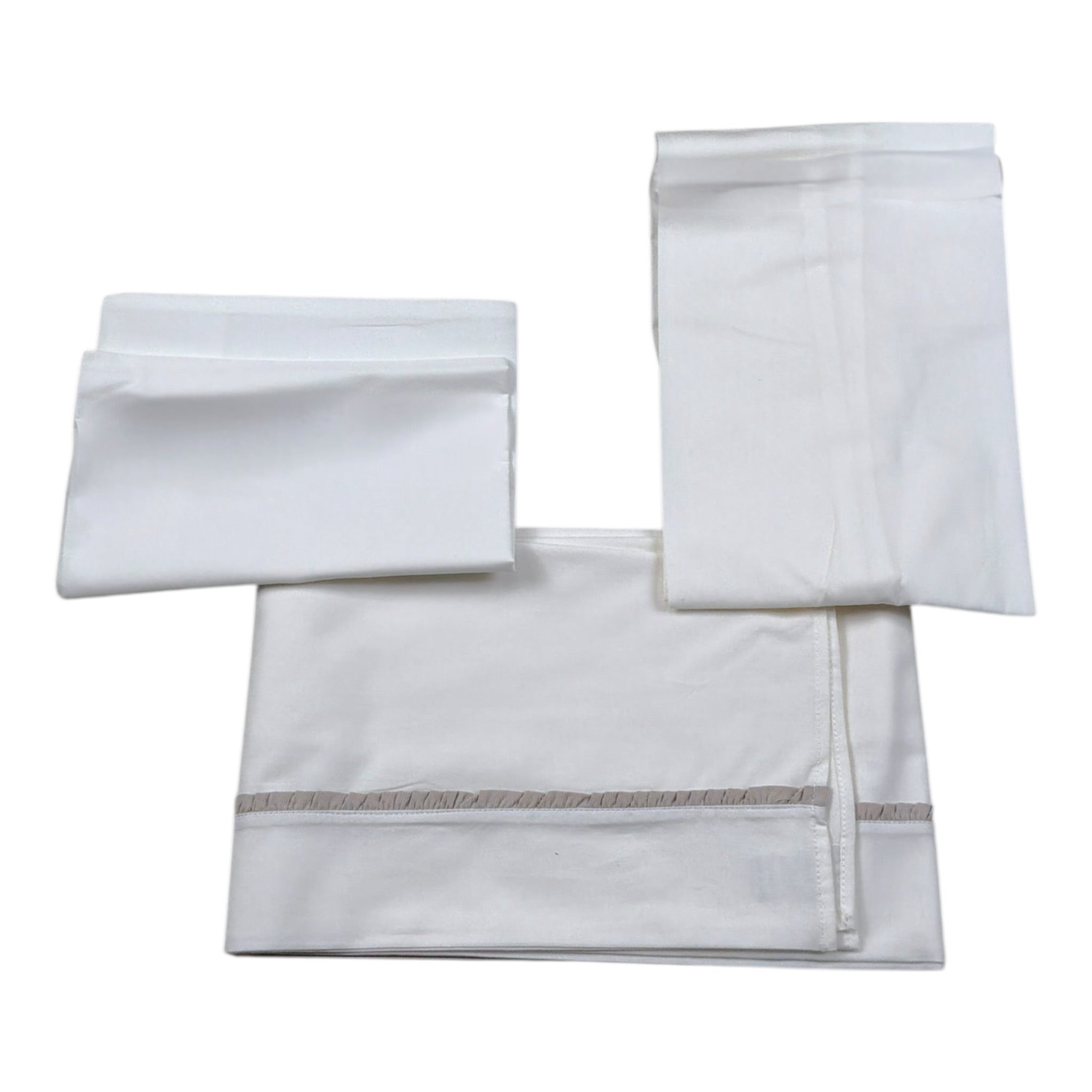 Barcellino Set Lenzuola 3Pz tinta unita con Stampa Bianco per Neonata 115612 BIANCO BARCELLINO 