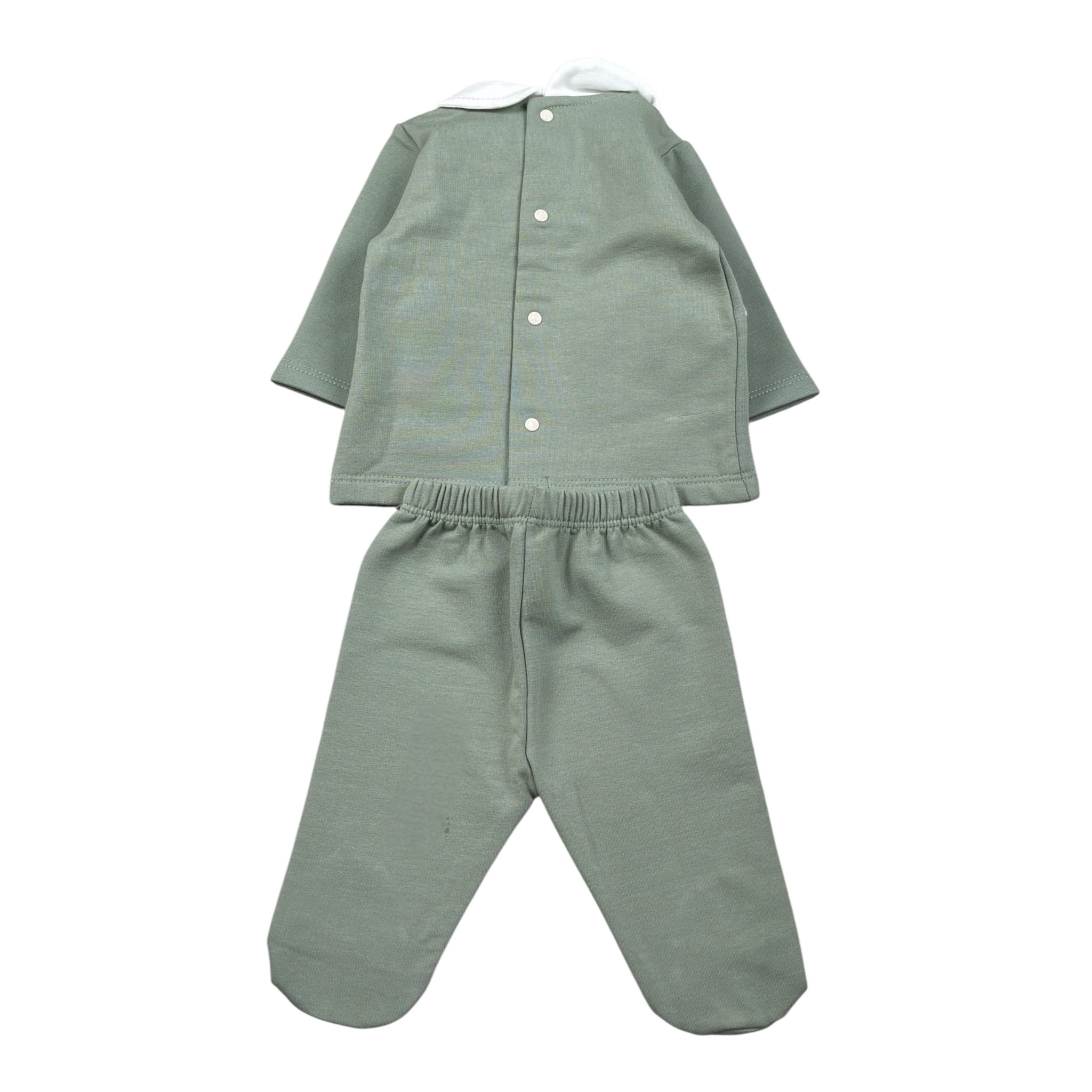 Barcellino Completo 2Pz tinta unita Felpa-Ghettina Verde per Neonato 125602XX VERDE BARCELLINO 