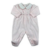 Barcellino Tutina tinta unita In Velluto Rosa per Neonata 126001 ROSA BARCELLINO 