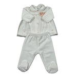 Barcellino Completo 2P Ezzi Maglia-Ghettina In Ciniglia Bianco per Neonata 126202 BIANCO BARCELLINO 