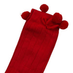 Barcellino Calzini tinta unita con Pon Pon Rosso per Neonata 1277PAI ROSSO BARCELLINO 