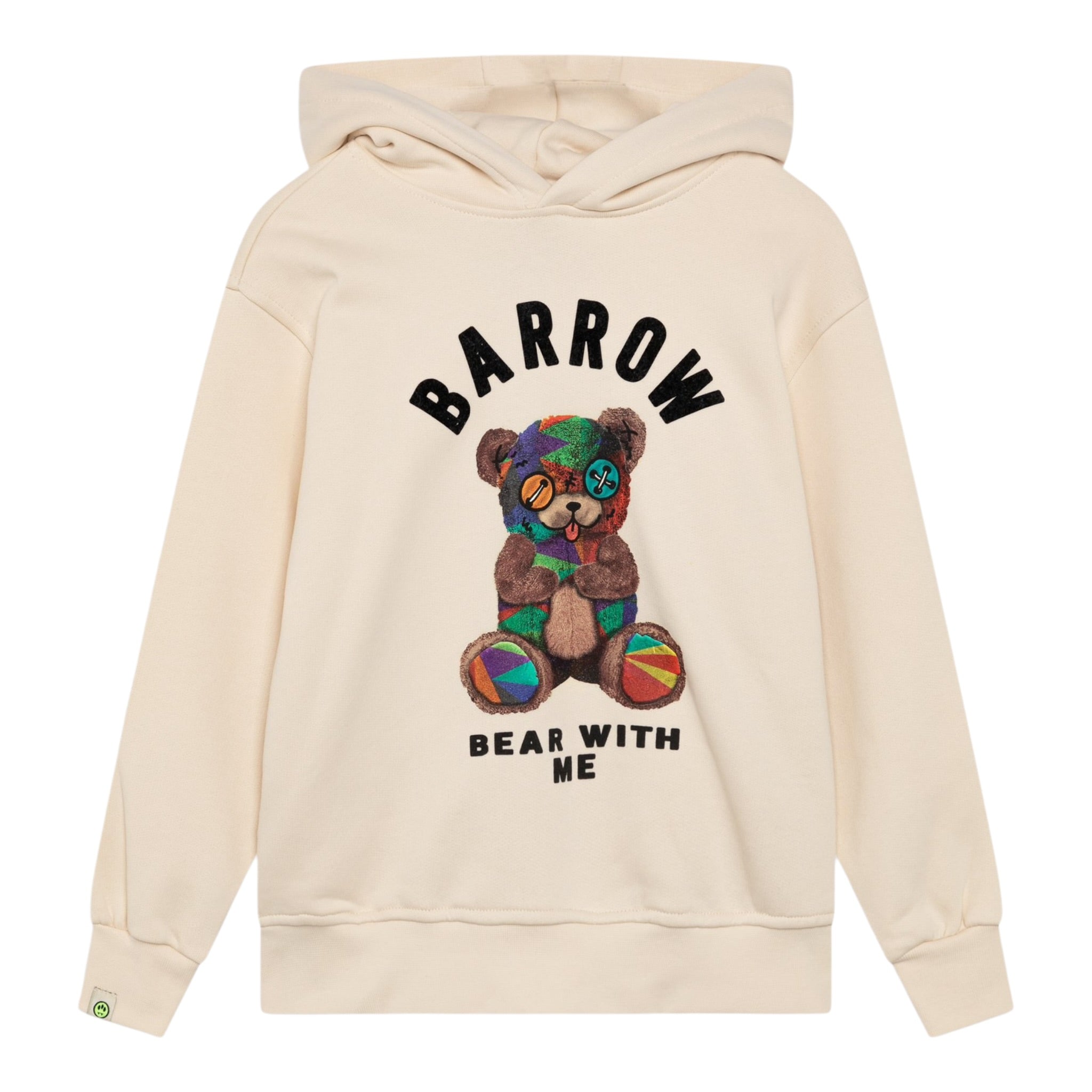 Barrow Kids Felpa Chiusa con Cappuccio tinta unita con Stampa Beige per Bambino F4BKJUHS059 BEIGE BARROW KIDS 
