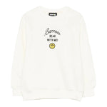 Barrow Kids Felpa tinta unita con Stampa Bianco per Bambino F5BKJGSW132 BIANCO BARROW KIDS 