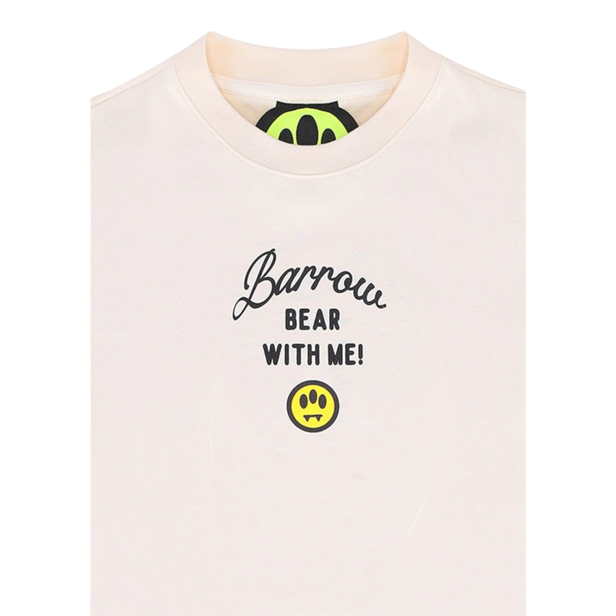 Barrow Kids T-Shirt Girocollo tinta unita con Stampe Crema per Bambino F5BKJGTH133 CREMA BARROW KIDS 