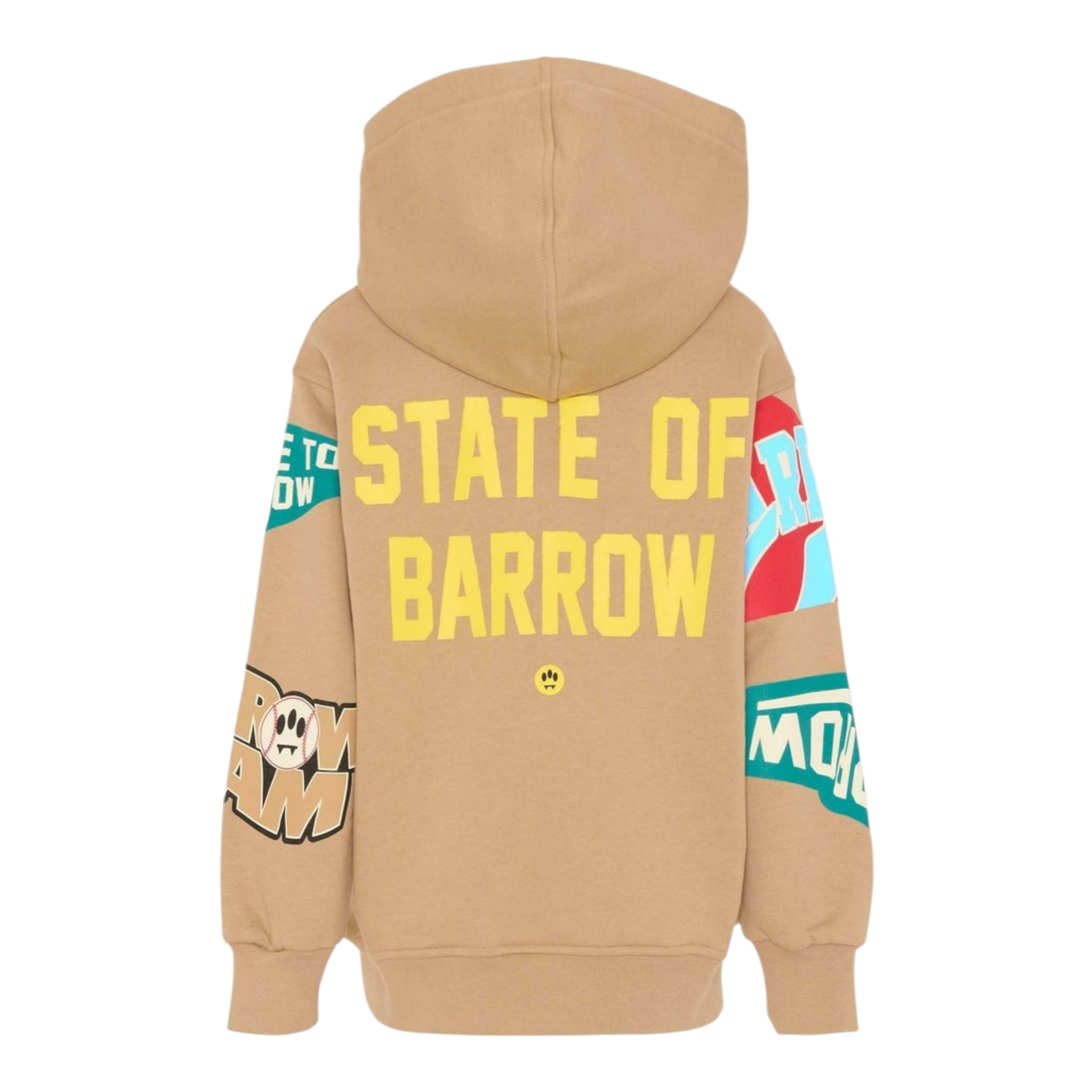 Barrow Kids Felpa tinta unita con Cappuccio E Stampa Beige per Bambino F5BKJUHS078 BEIGE BARROW KIDS 