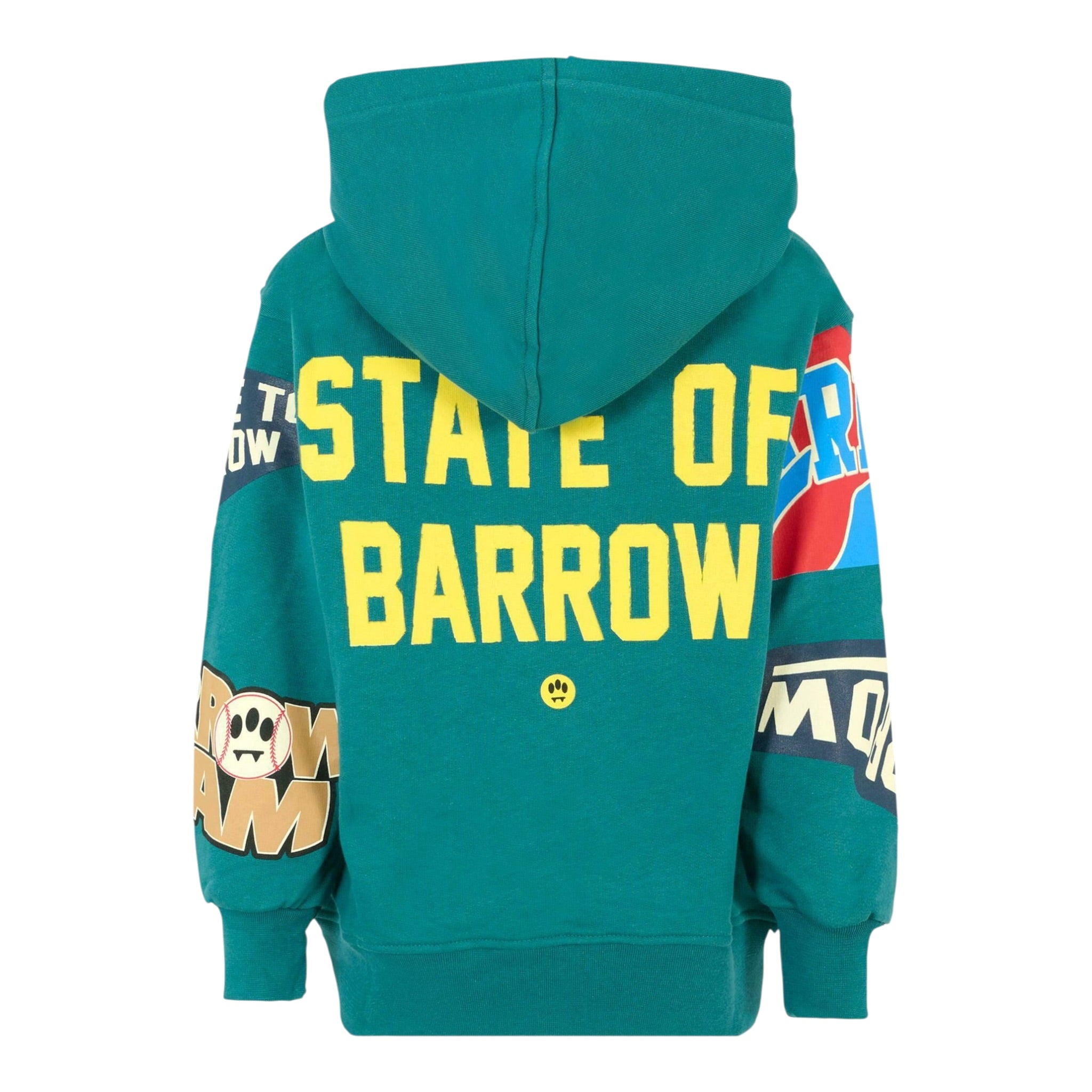Barrow Kids Felpa tinta unita con Cappuccio E Stampa Verde per Bambino F5BKJUHS078X VERDE BARROW KIDS 