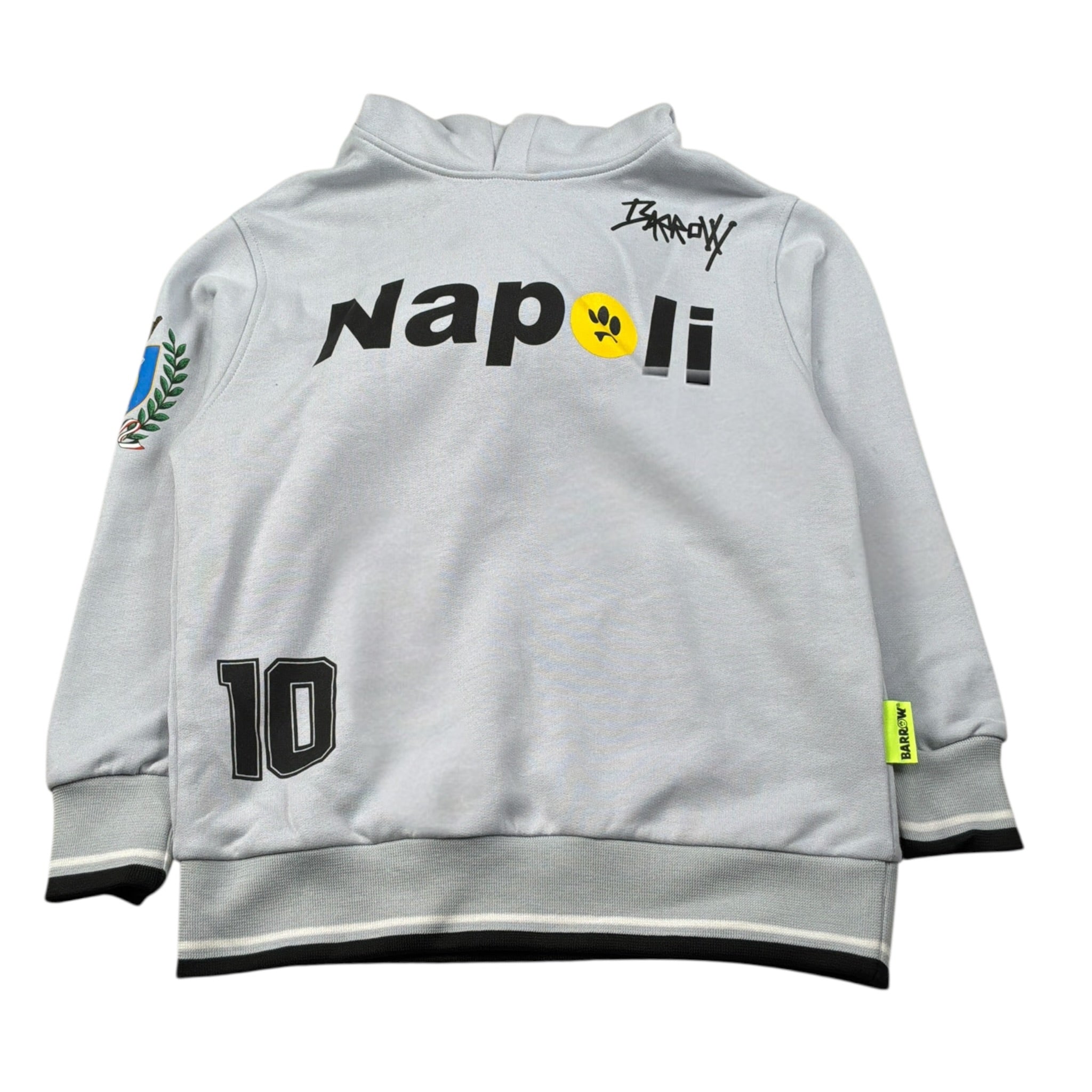 Barrow Kids Felpa Chiusa con Cappuccio tinta unita con Stampa Napoli Azzurro per Bambino F5BKJUHS095 AZZURRO BARROW KIDS 