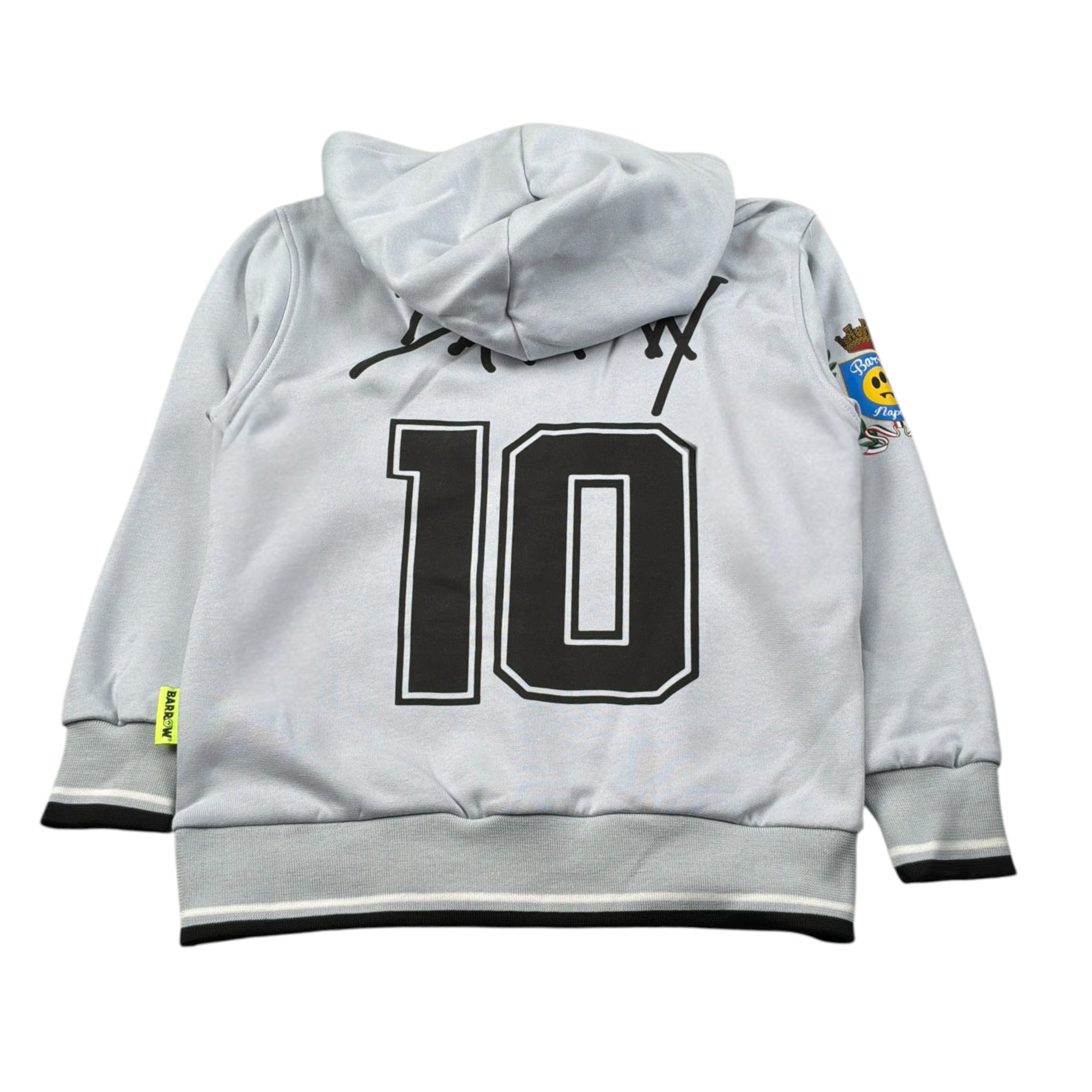 Barrow Kids Felpa Chiusa con Cappuccio tinta unita con Stampa Napoli Azzurro per Bambino F5BKJUHS095 AZZURRO BARROW KIDS 