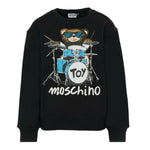 Moschino Felpa Chiusa Girocollo tinta unita con Stampa Nero per Bambino HUF092 NERO MOSCHINO 