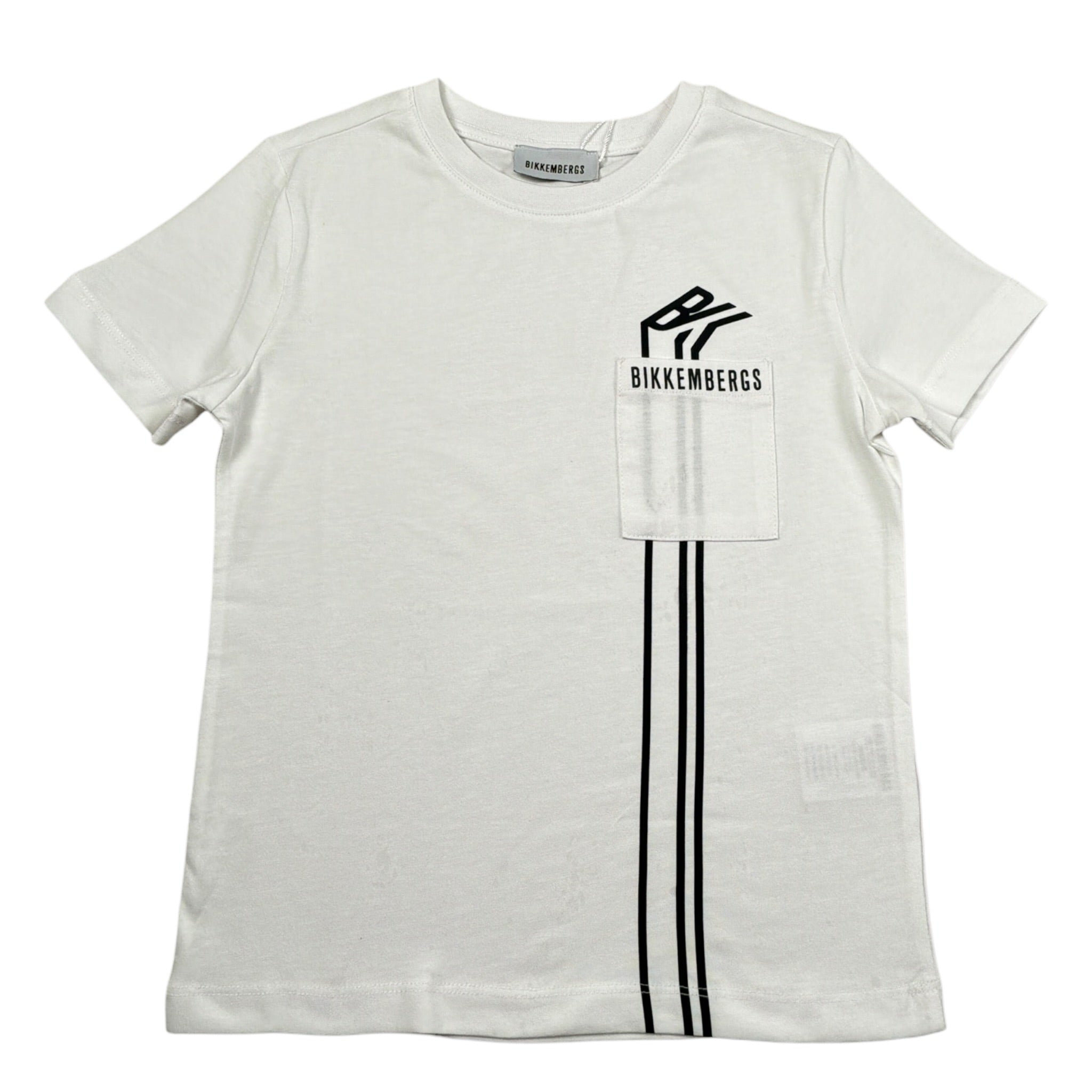 Bikkembergs T-Shirt tinta unita con Stampa Bianco per Bambino BK3035 BIANCO BiKKEMBERGS 