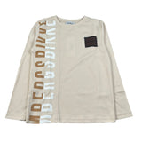 Bikkembergs Shirt Girocollo tinta unita con Stampa Beige per Bambino BK3610ML BEIGE BiKKEMBERGS 