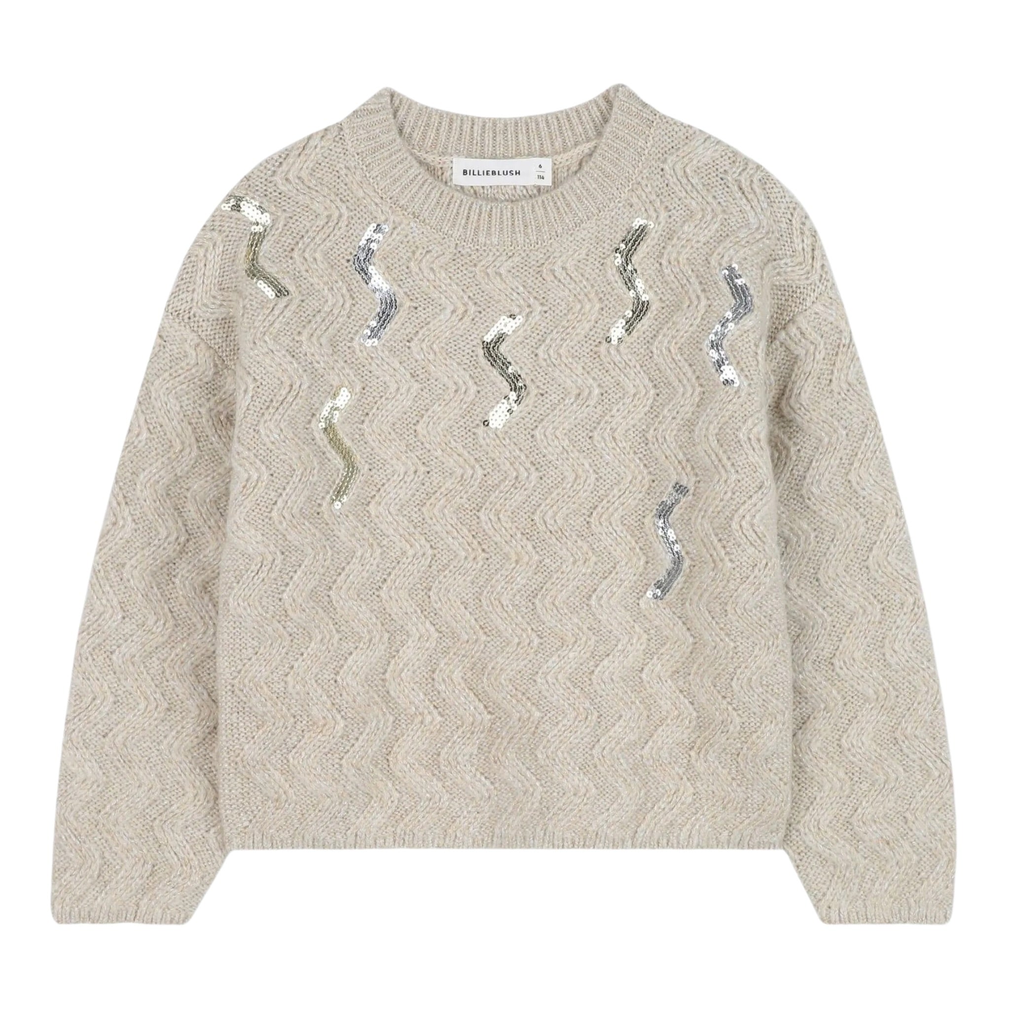 Billieblush Maglia Girocollo tinta unita con Paillettes Beige per Bambina 5U21382J BEIGE BillIEBLUSH 