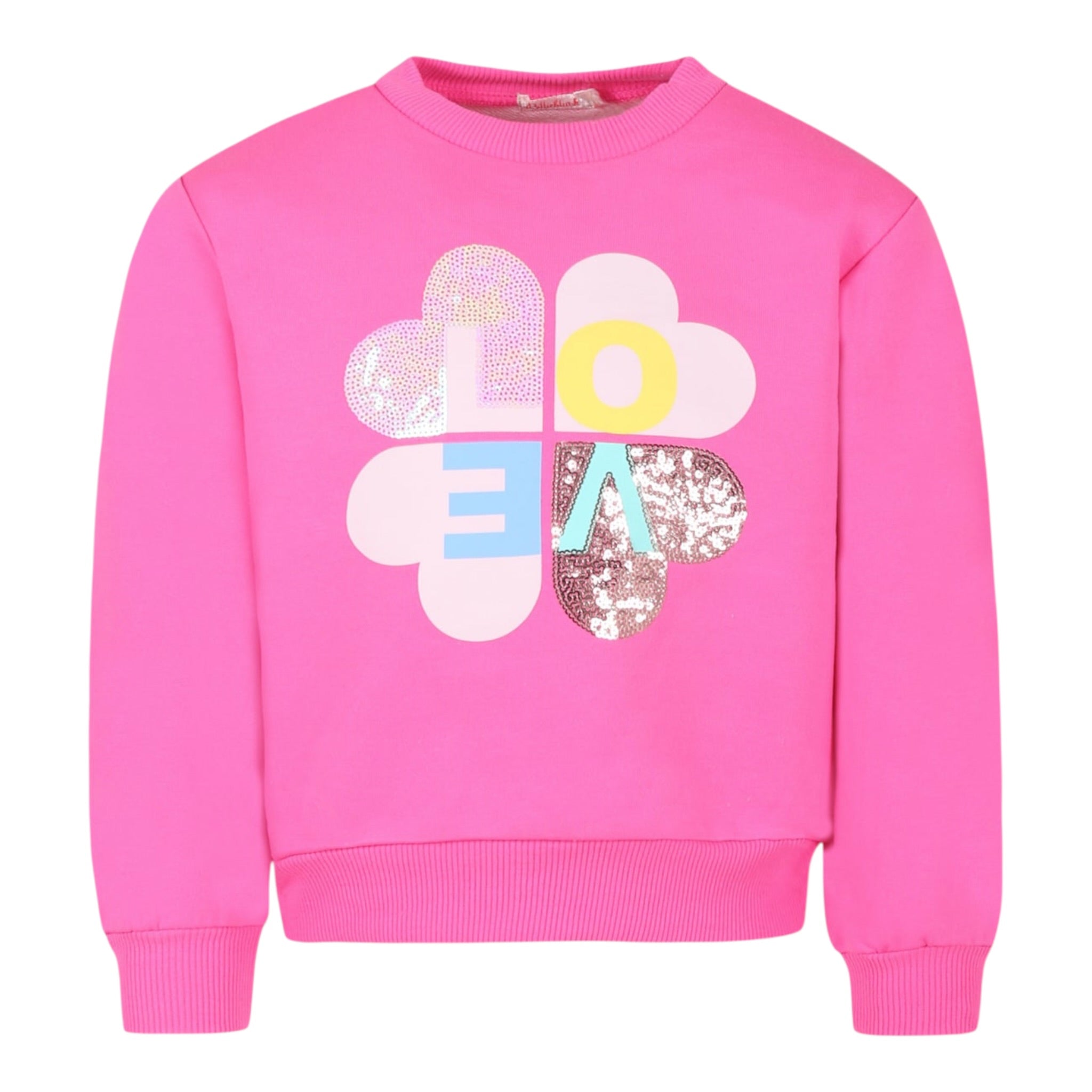 Billieblush Felpa Chiusa Girocollo tinta unita con Stampa Fuxia per Neonata U20473 FUXIA BillIEBLUSH 
