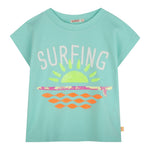 Billieblush T-Shirt Girocollo tinta unita con Stampa Verde Acqua per Bambina U20949 VERDE ACQUA BillIEBLUSH 