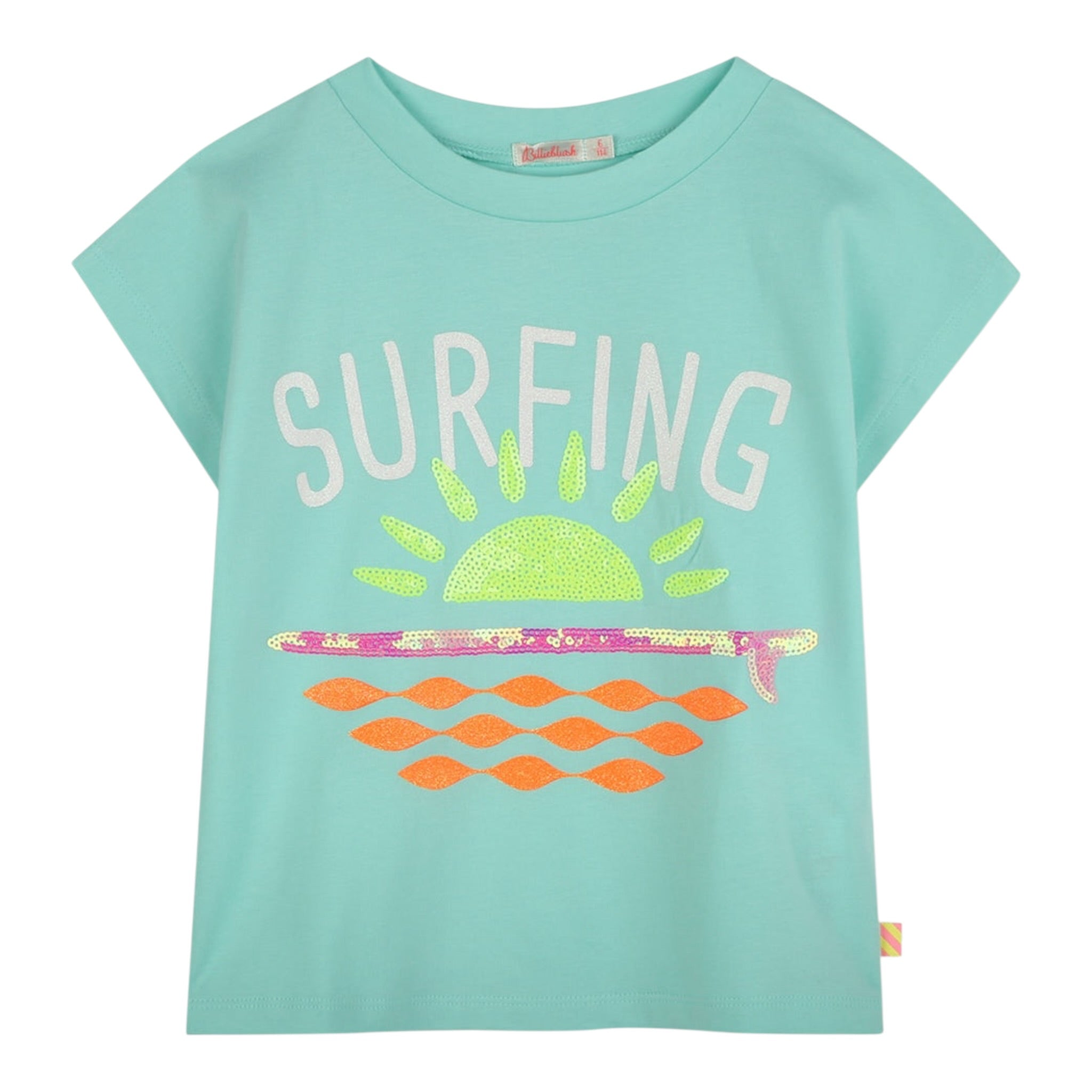 Billieblush T-Shirt Girocollo tinta unita con Stampa Verde Acqua per Bambina U20949 VERDE ACQUA BillIEBLUSH 