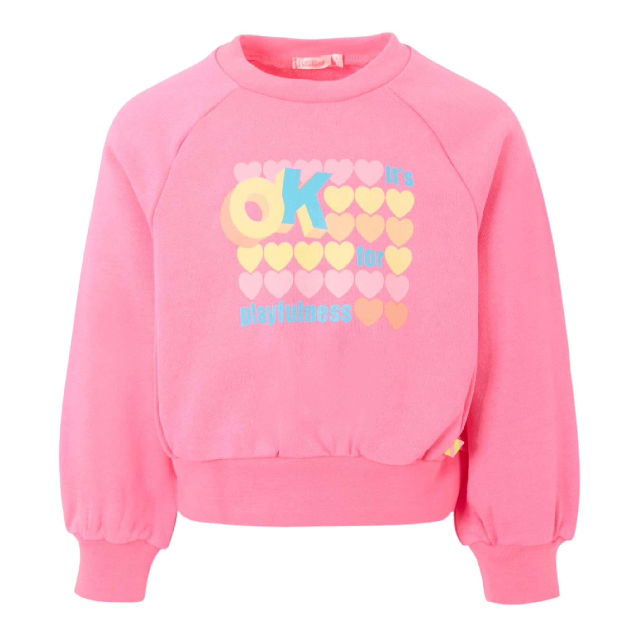 Billieblush Felpa Chiusa Girocollo tinta unita con Stampa Rosa Fluo per Neonata U21035N ROSA FLUO BillIEBLUSH 