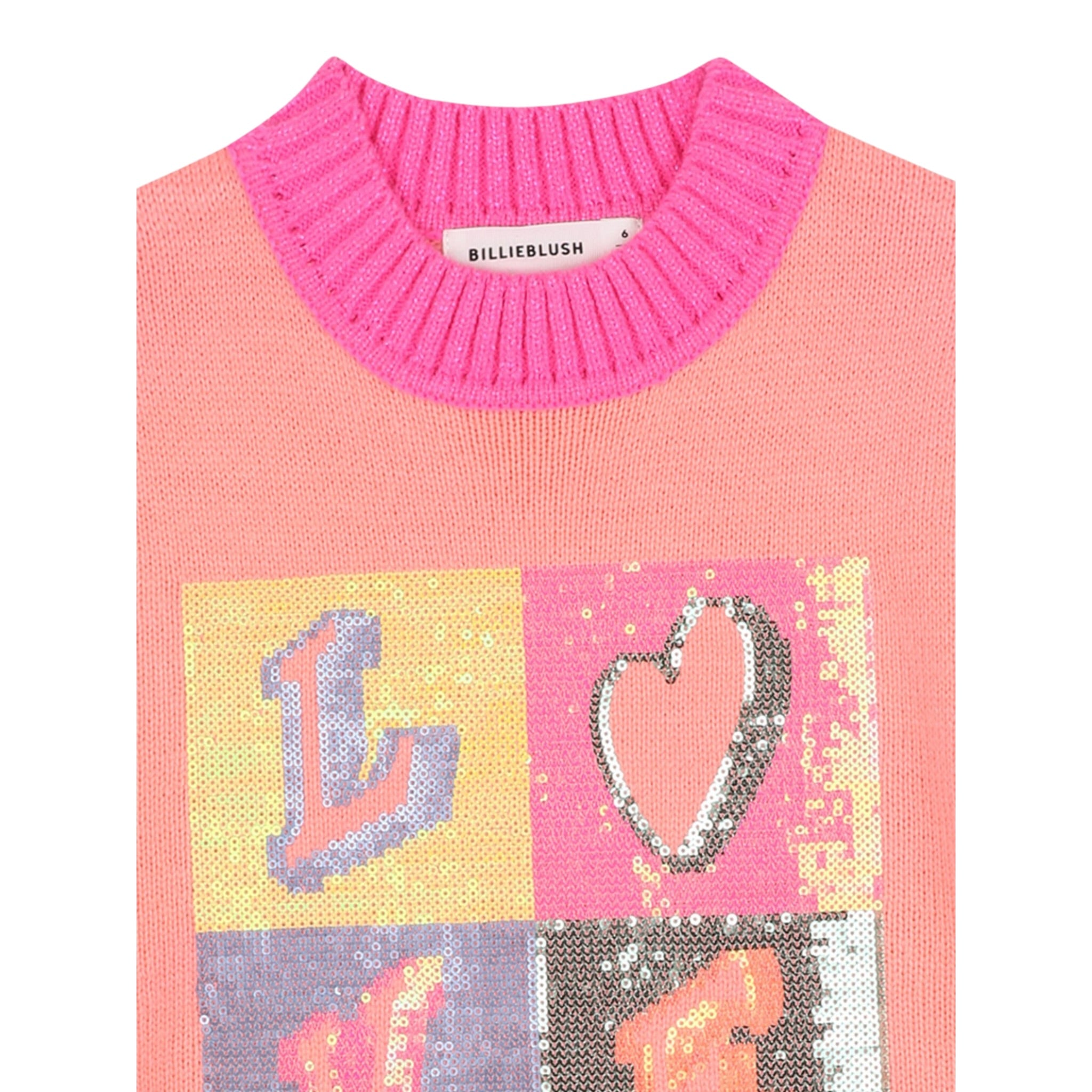 Billieblush Abito Manica Lunga tinta unita con Paillettes Pesca per Bambina U21283 PESCA BillIEBLUSH 