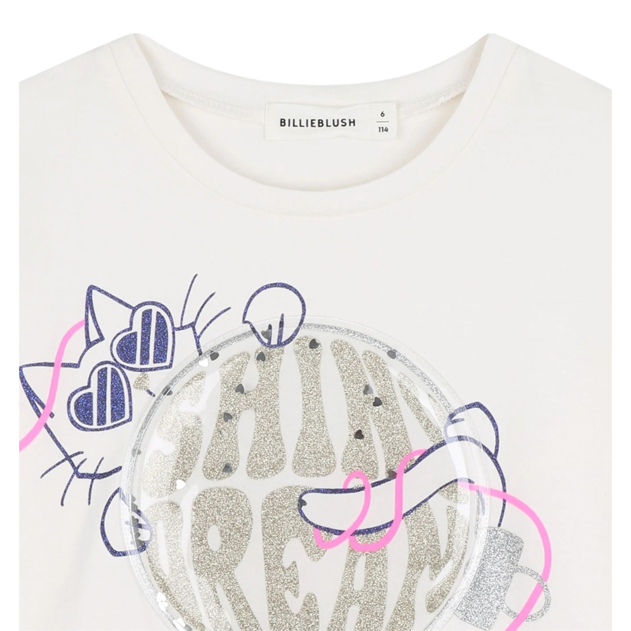 Billieblush Shirt Girocollo tinta unita con Stampa Panna per Bambina U21405 PANNA BillIEBLUSH 
