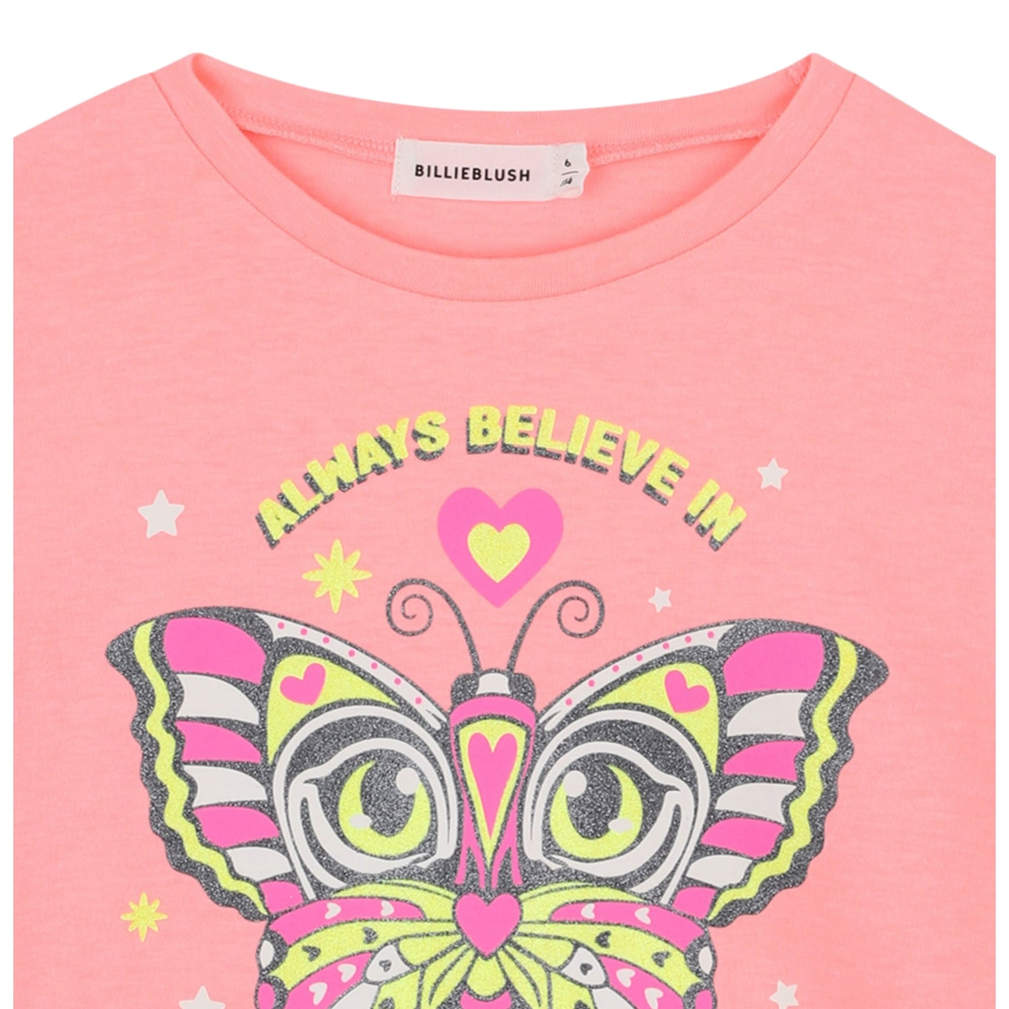 Billieblush Shirt Girocollo tinta unita con Stampe Pesca per Bambina U21420 PESCA BillIEBLUSH 