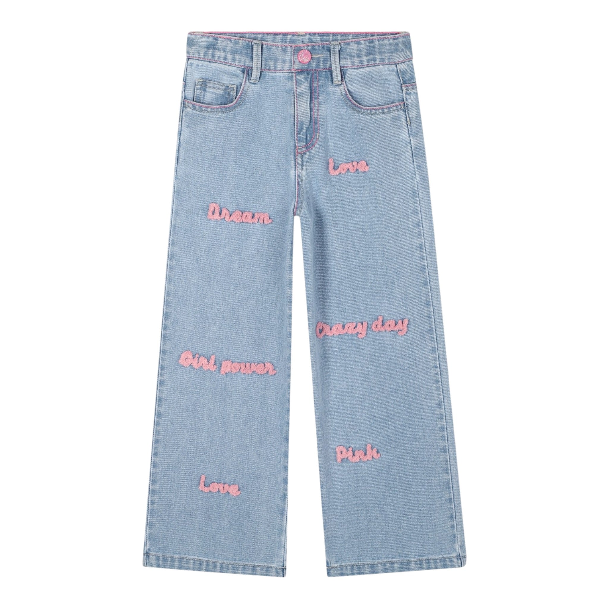 Billieblush Jeans tinta unita con Ricami Azzurro per Bambina U21591 AZZURRO BillIEBLUSH 