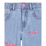 Billieblush Jeans tinta unita con Ricami Azzurro per Bambina U21591 AZZURRO BillIEBLUSH 
