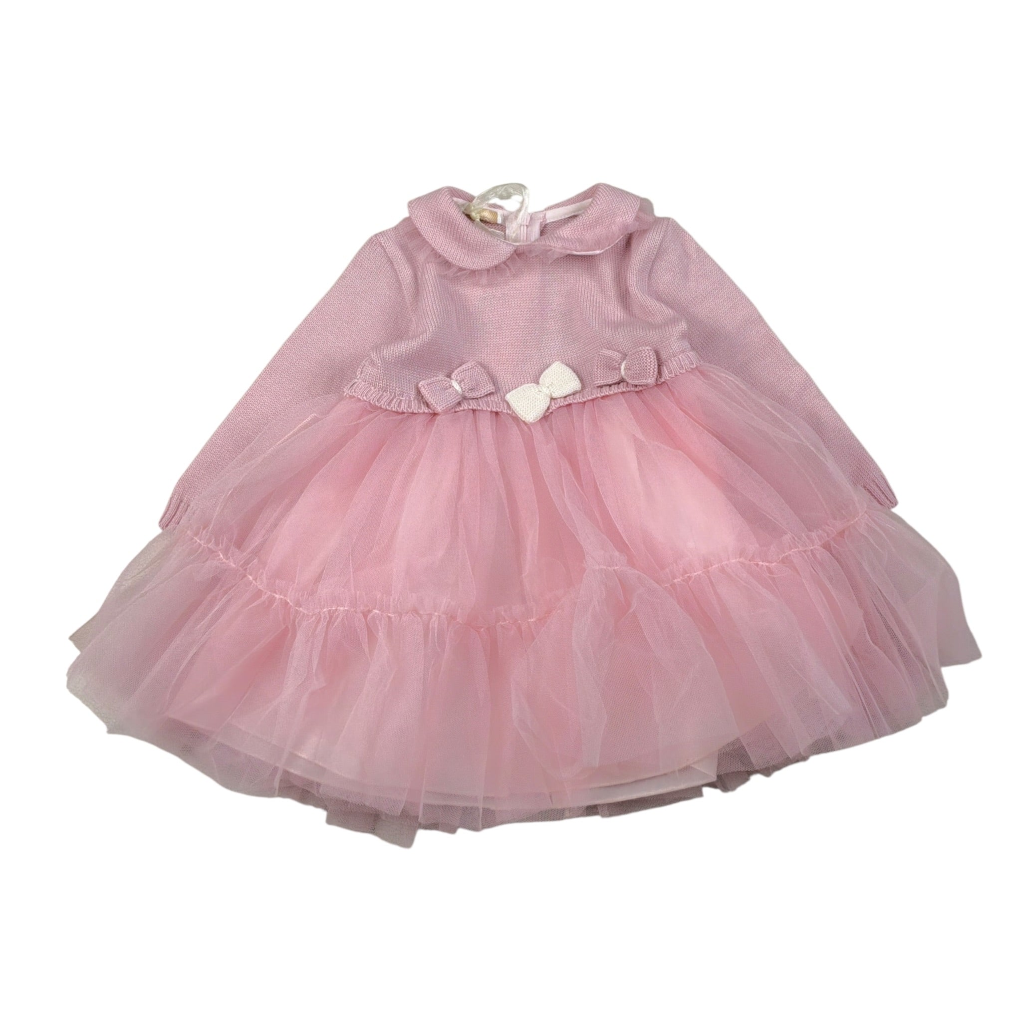 Bimbalo' Abito tinta unita con Tulle Rosa per Neonata 7363 ROSA BIMBALO' 