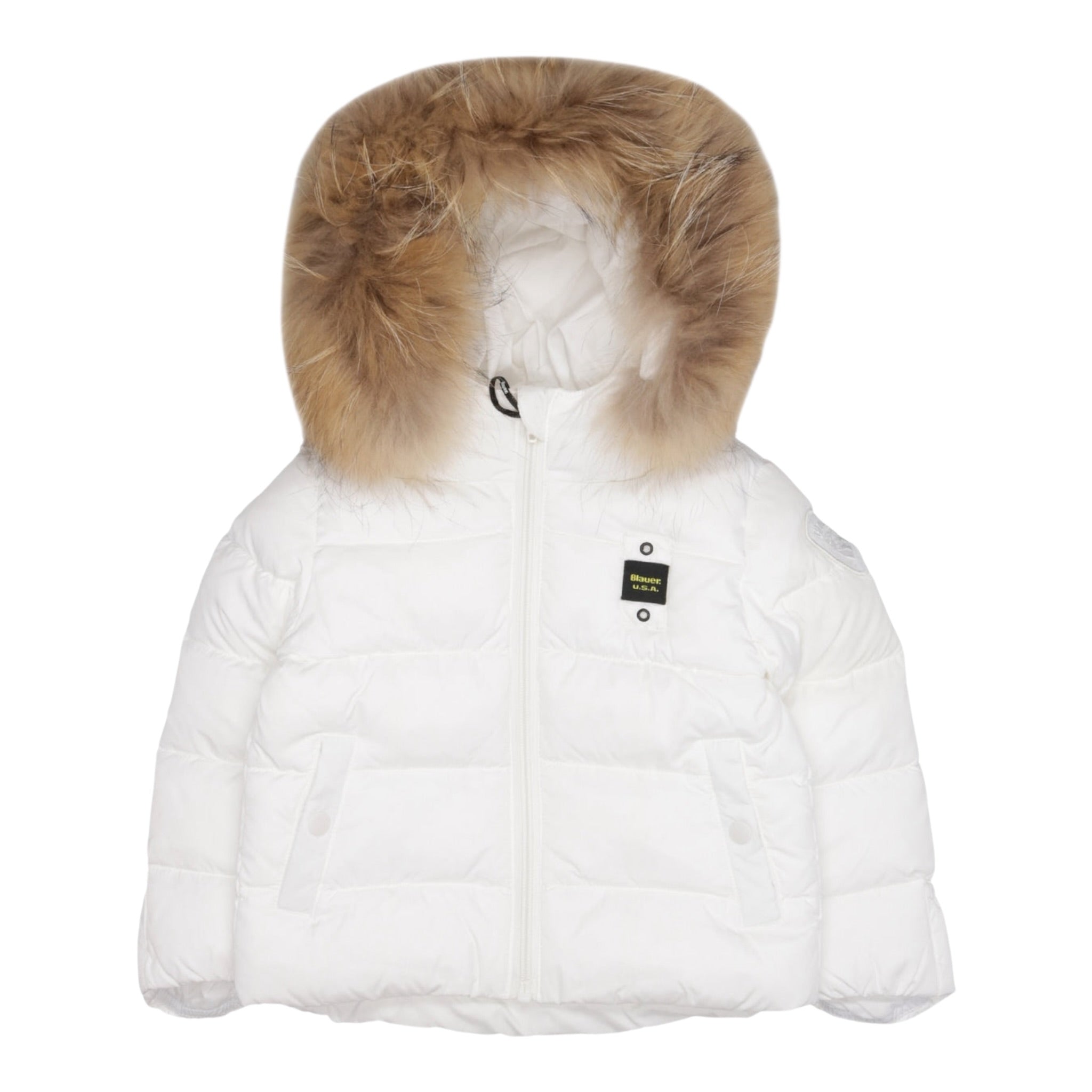 Blauer Giubbino tinta unita con Cappuccio Bianco per Neonato 23WBBXC02296 BIANCO BLAUER 