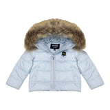 Blauer Giubbino tinta unita con Zip E Cappuccio Azzurro per Neonato 24WBBXC02550X AZZURRO BLAUER 