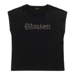 Blauer T-Shirt tinta unita con Applicazioni Nero per Bambina 25SBLGH02492 NERO BLAUER 