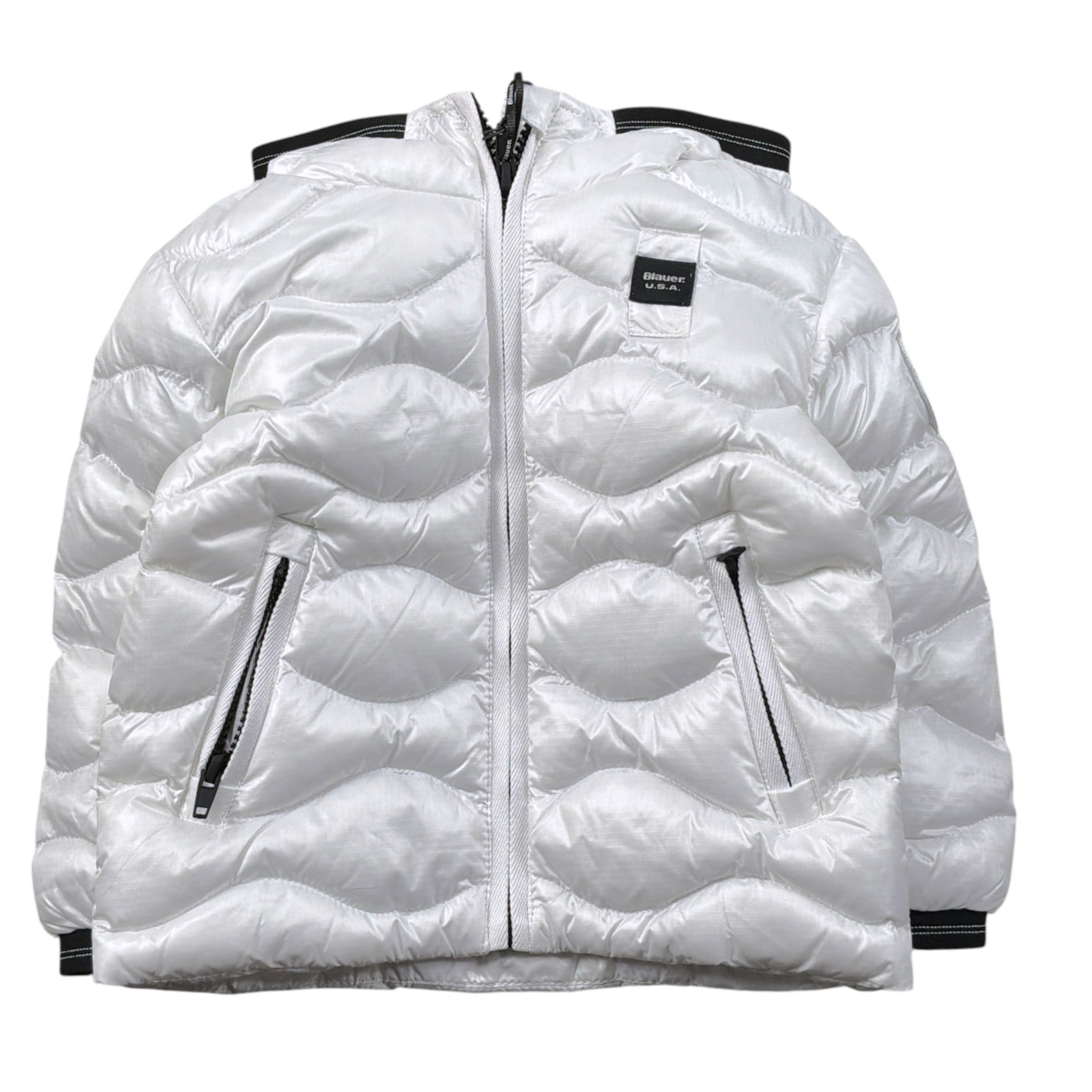 Blauer Giubbino tinta unita con Zip E Cappuccio Bianco per Neonato 25WBBXC02456XX BIANCO BLAUER 