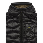 Blauer Giubbino tinta unita con Zip E Cappuccio Nero per Bambino 25WBLKC02429 NERO BLAUER 